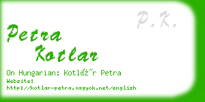 petra kotlar business card